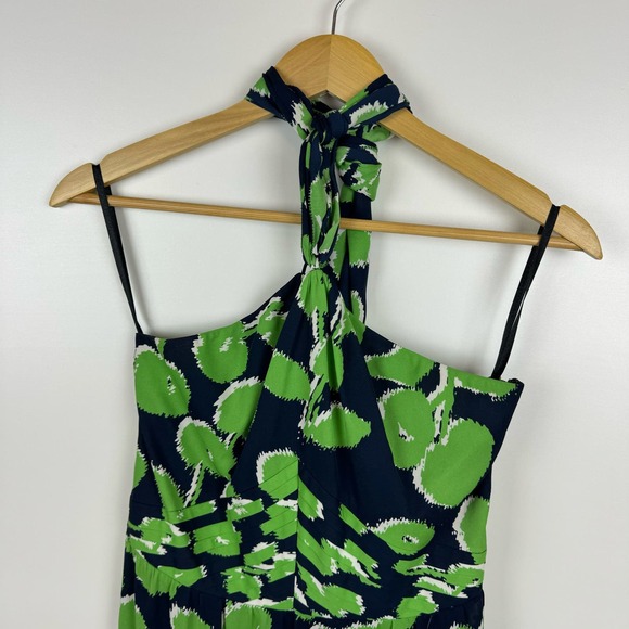 Tory Burch‎ Eloriane Green Halter Neck Floral Silk Midi Dress Size 2 - Picture 4 of 15